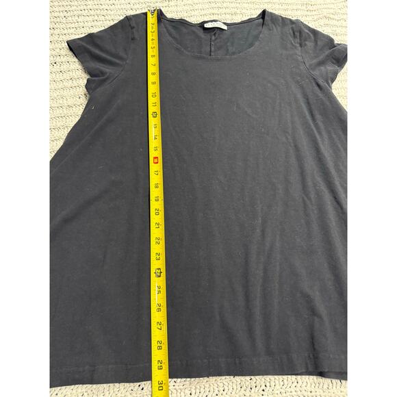 Bryn Walker Shirt Tunic Top Trapeze Short Sleeve Stretch Womens Large Black USA - Picture 3 of 8